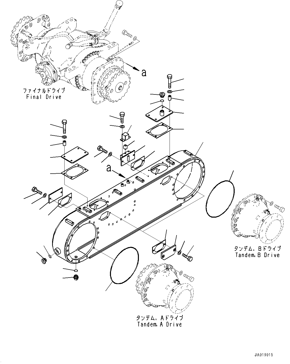 Rear Axle, Tandem, Case, L.H.(#65001-) — komatsu parts diagram