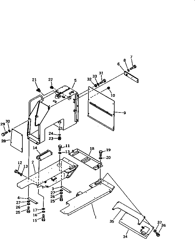 REAR COVER AND HYDRAULIC TANK (FOR VEHICLE INSPECTION PARTS)(#60261-) — komatsu parts diagram