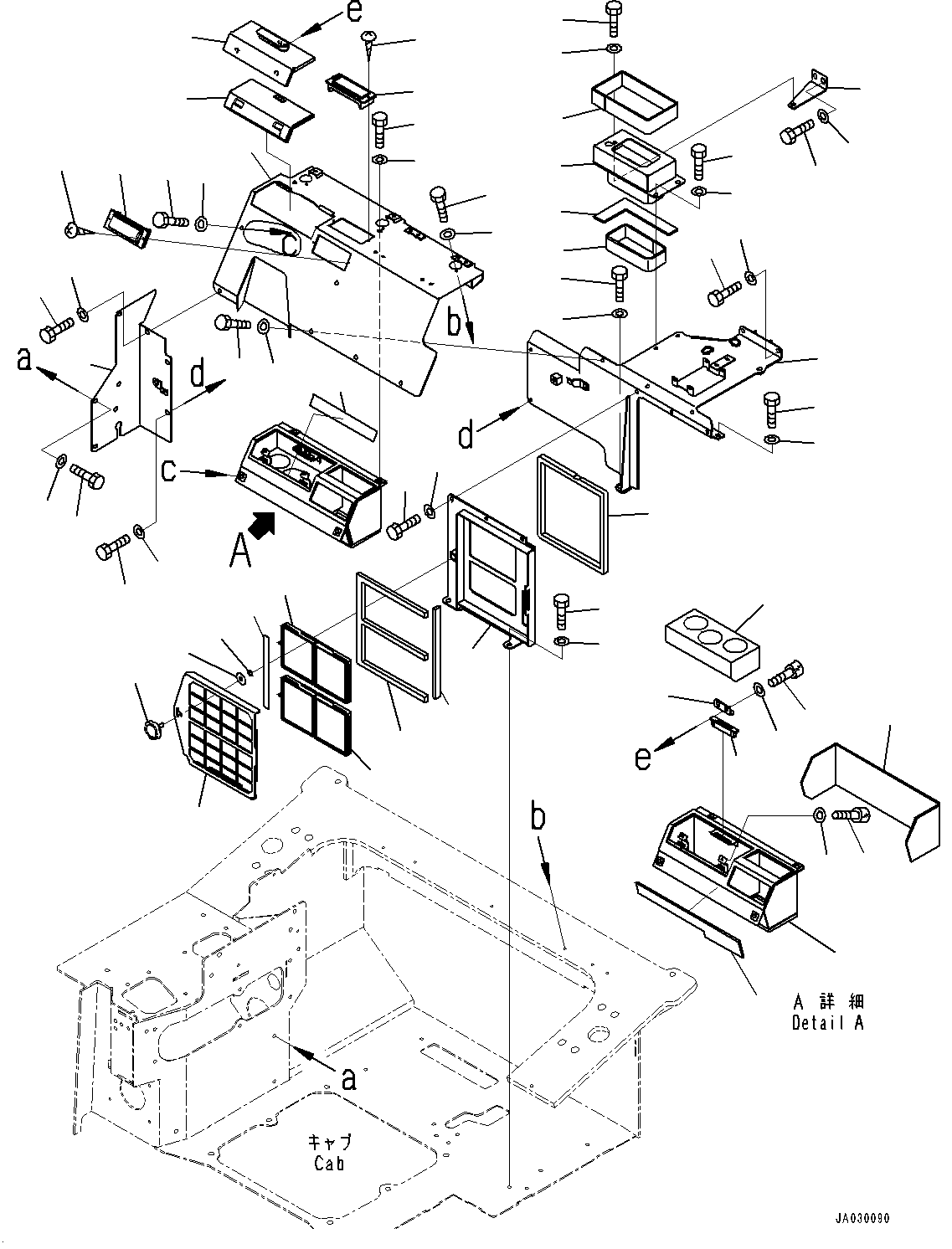 ROPS Cab, Air Conditioner Duct, Rear(#91310-92702) — komatsu parts diagram
