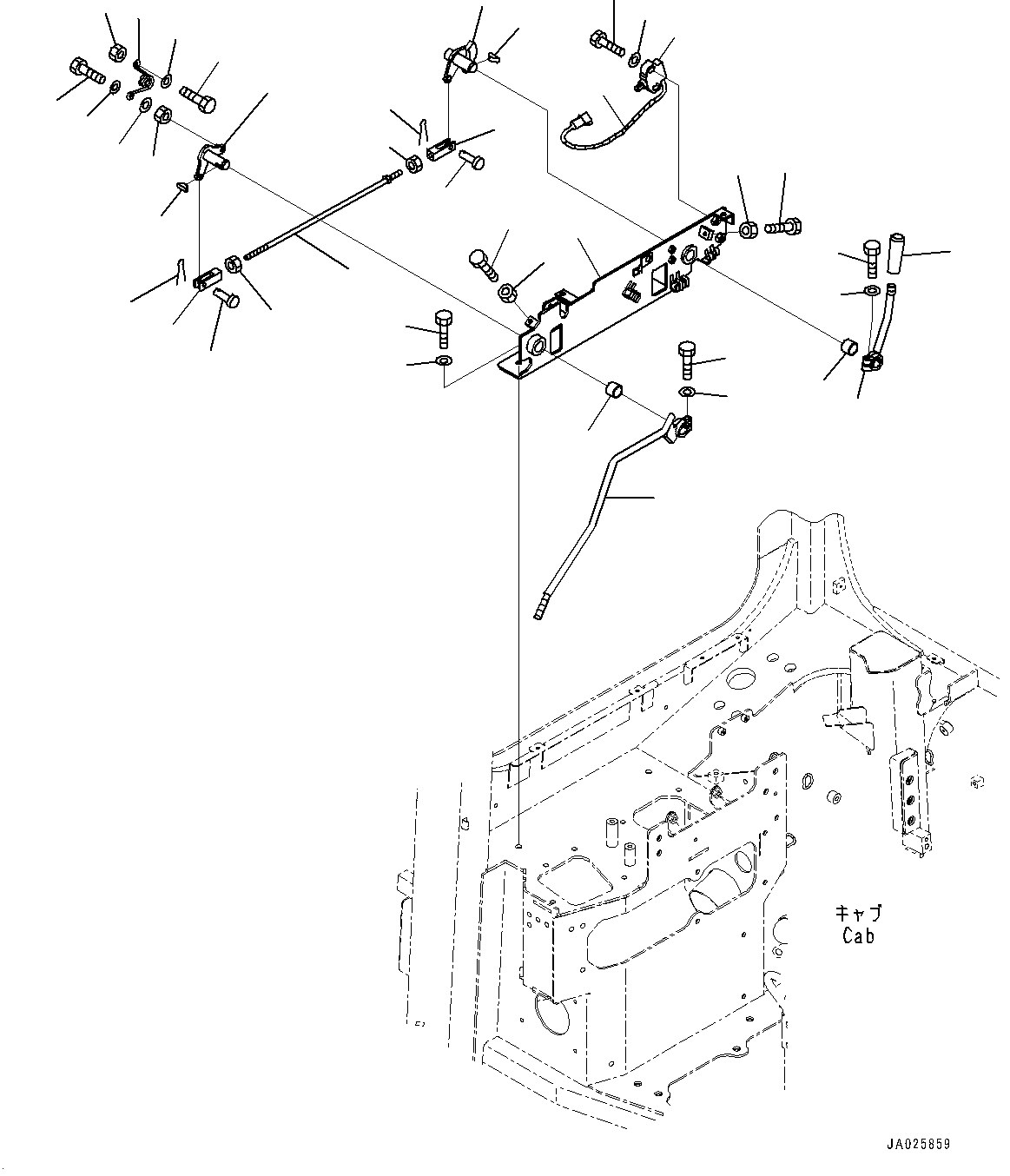 ROPS Cab, Work Equipment Lock Lever(#90574-90996) — komatsu parts diagram