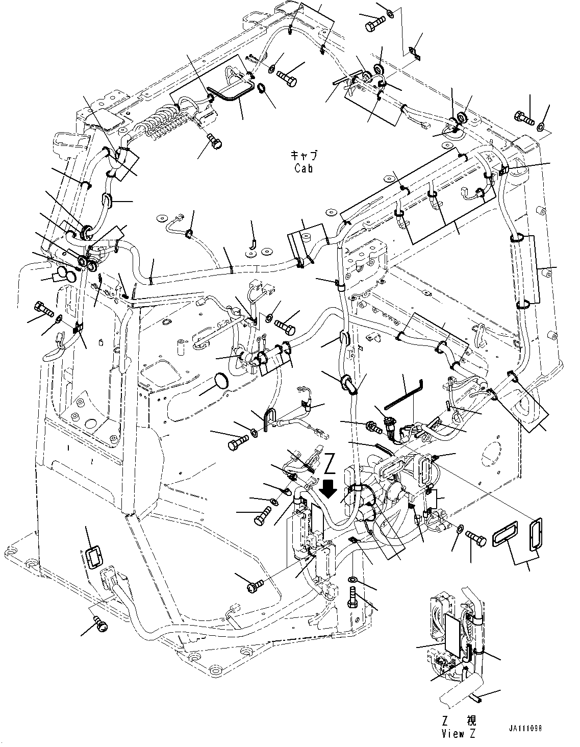 ROPS Cab, Wiring Harness Mounting (1/2) (With Gateway Function Controller, North America and Latin America, For Product Appeal U — komatsu parts diagram