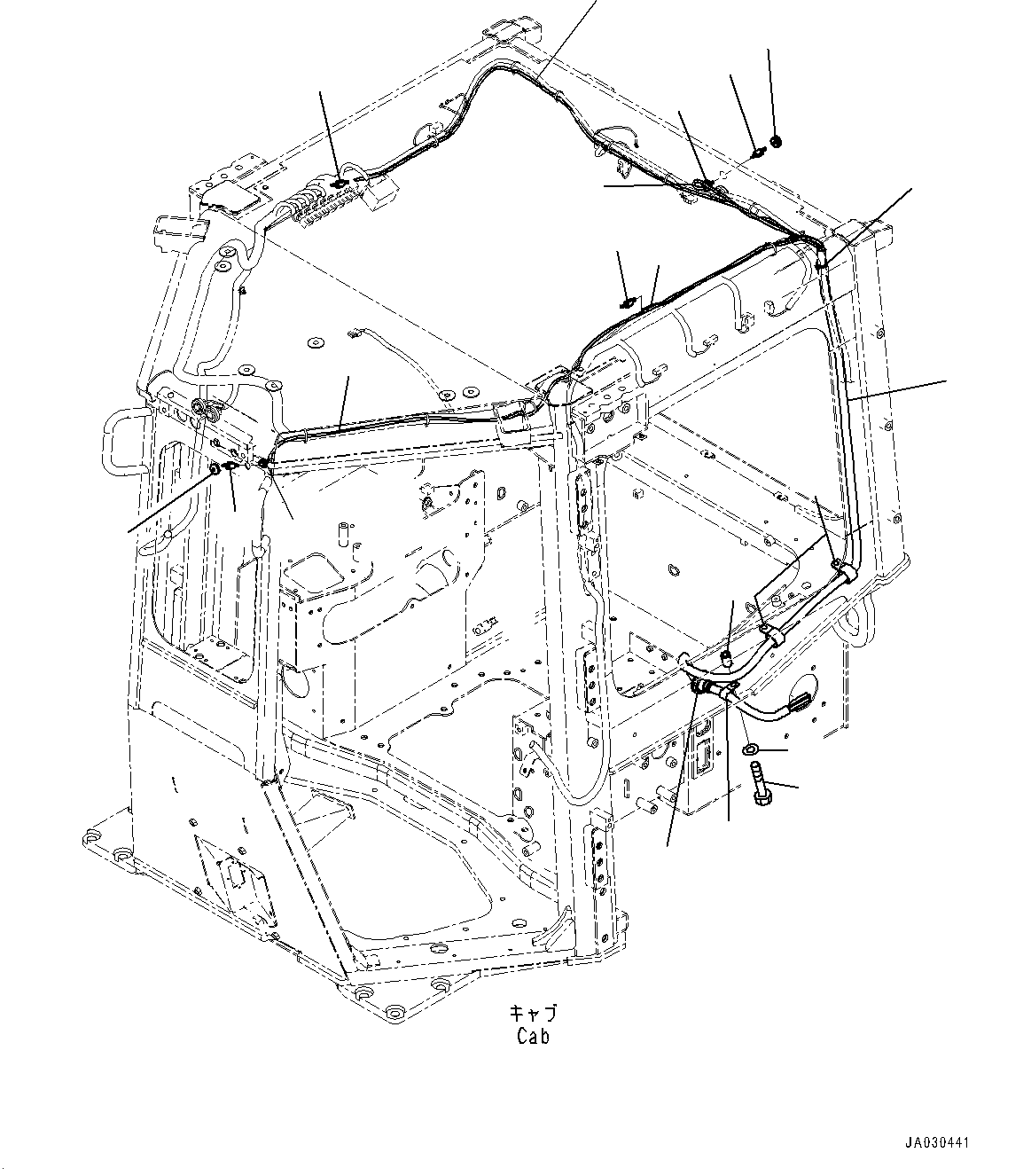 ROPS Cab, Window Washer Piping(#90997-91309) — komatsu parts diagram