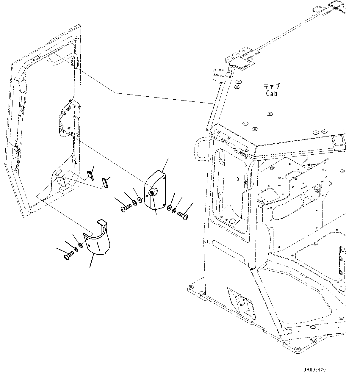 ROPS Cab, Door Cover, R.H.(#90997-91309) — komatsu parts diagram
