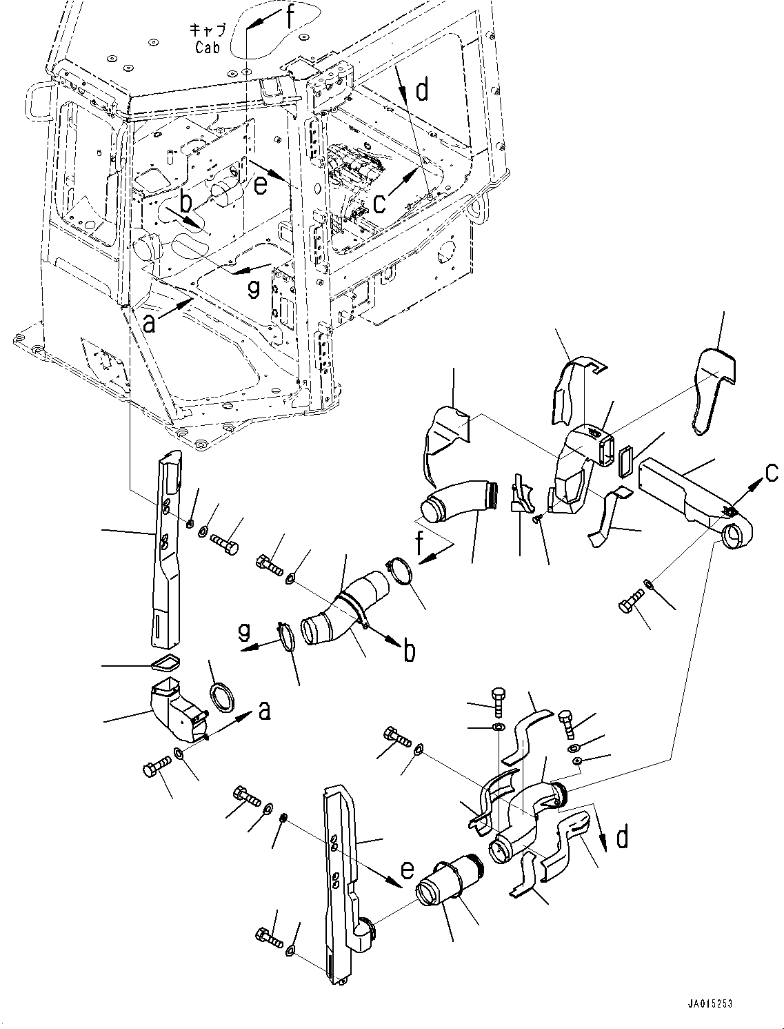 ROPS Cab, Air Conditioner Duct (1/2)(#90001-) — komatsu parts diagram