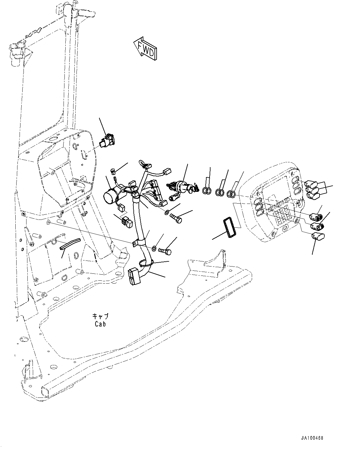 ROPS Cab, Floor, Switch(#90997-91309) — komatsu parts diagram