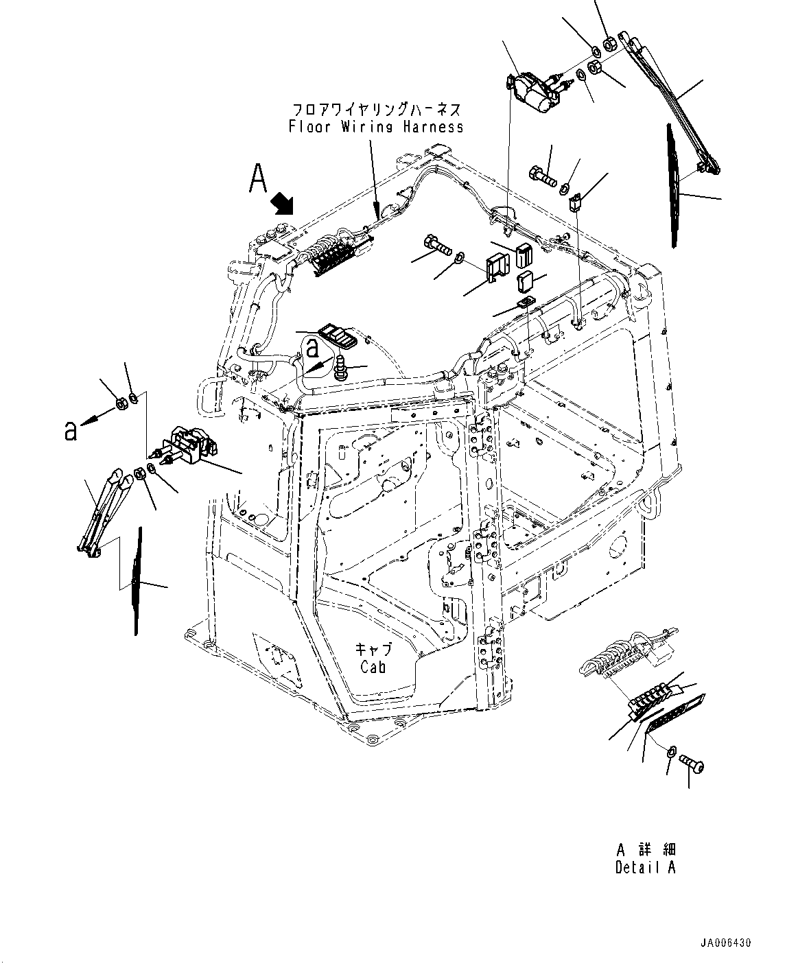 ROPS Cab, Wiper and Room Lamp (With Gateway Function Controller)(#90001-) — komatsu parts diagram