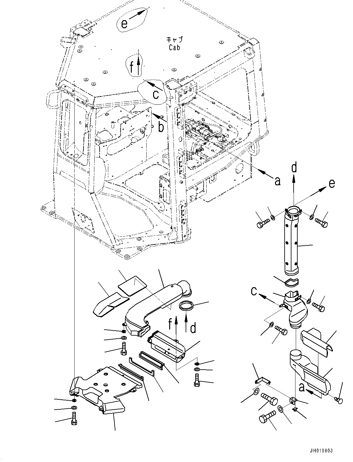 ROPS Cab, Air Conditioner Duct (2/2)(#90001-) — komatsu parts diagram