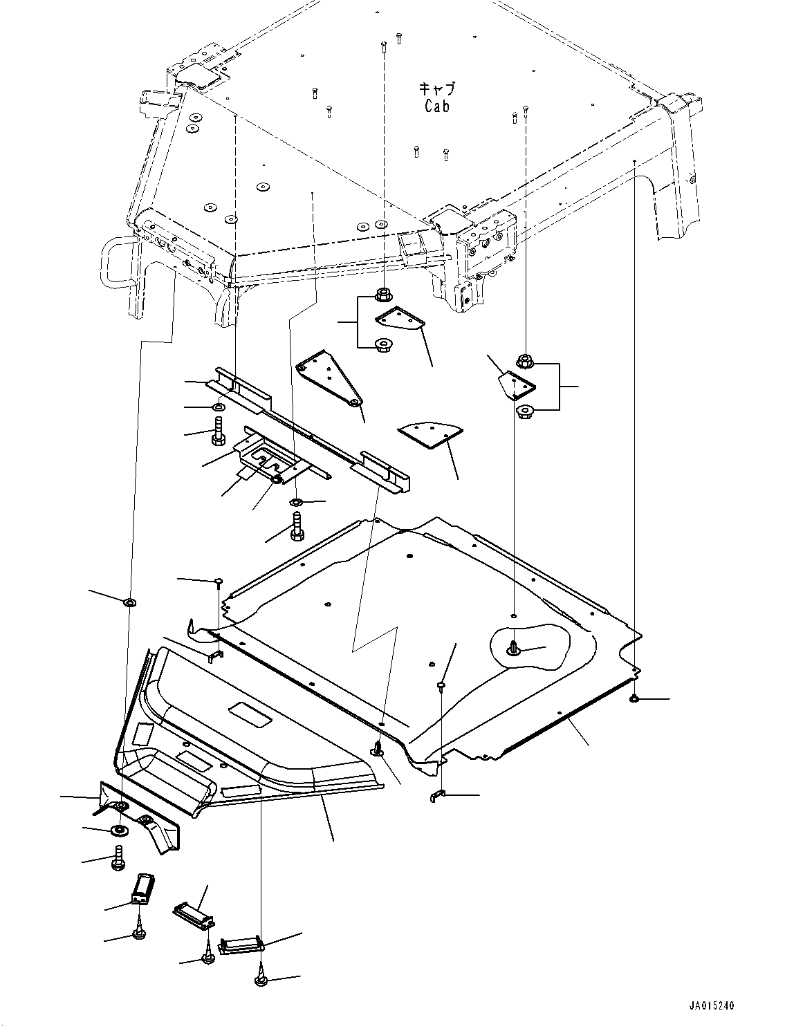 ROPS Cab, Roof Cover(#90001-) — komatsu parts diagram