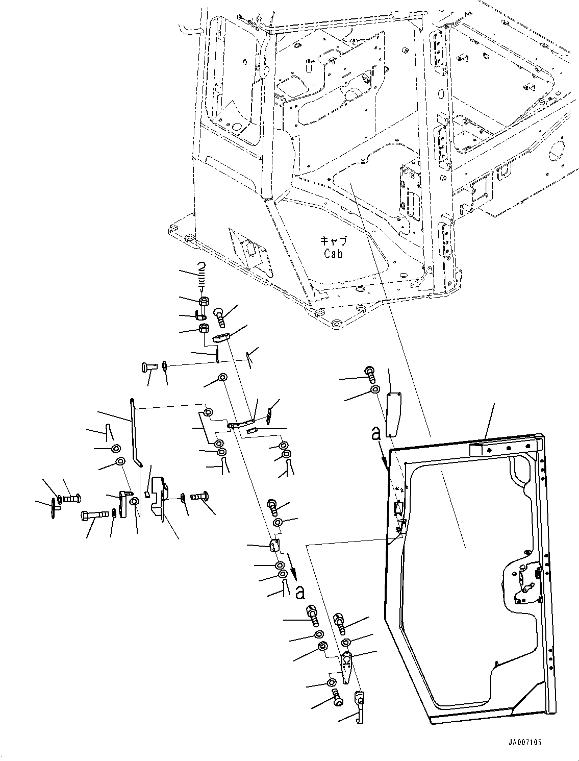 ROPS Cab, Door and Latch, L.H.(#90001-) — komatsu parts diagram
