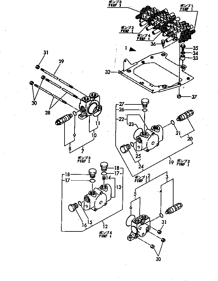 CONTROL VALVE (1/5) (P PORT) — komatsu parts diagram