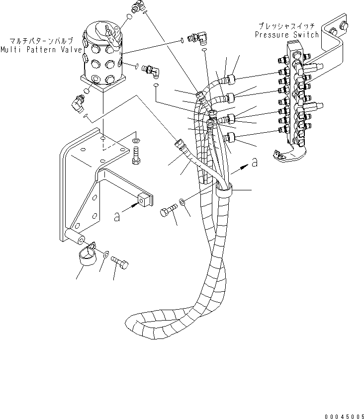 MULTI PATTERN VALVE (HOSE AND CLAMP) (2 WAY) (WITH ATTACHIMENT LINE) — komatsu parts diagram
