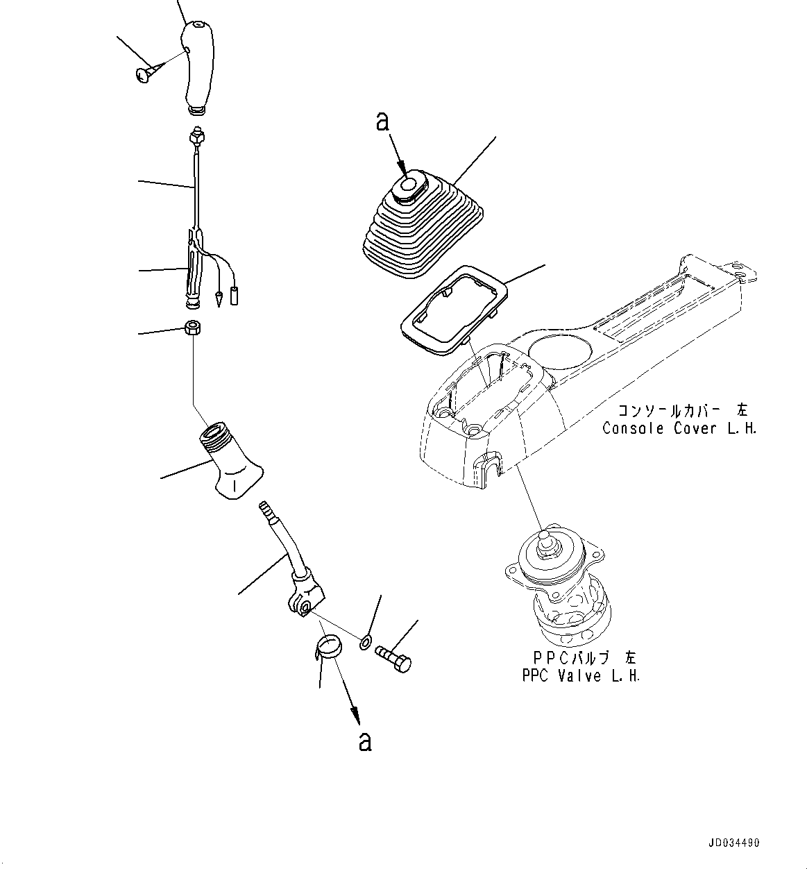 Cab, Floor, Work Equipment Control Lever, L.H.(#70001-70170) — komatsu parts diagram