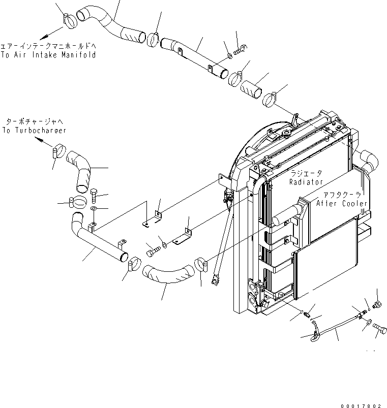 COOLING (AFTER COOLER PIPING) (WITH AIR CONDITIONER)(#50001-) — komatsu parts diagram