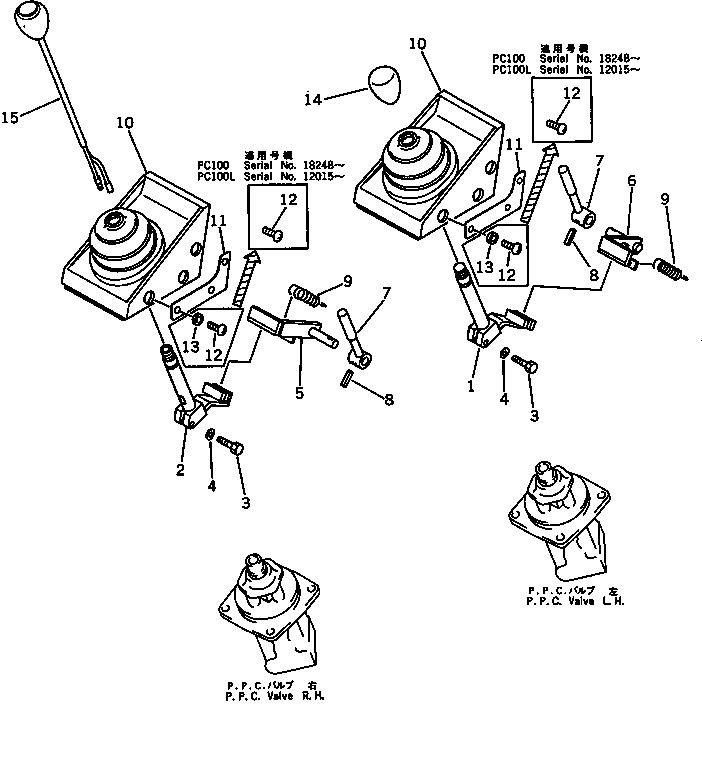 WORK EQUIPMENT CONTROL LEVER (FOR WRIST CONTROL) — komatsu parts diagram