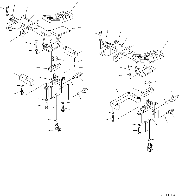 FLOOR FRAME (ATTACHMENT CONTROL PEDAL) (2 ACTUATOR)(#10011-) — komatsu parts diagram