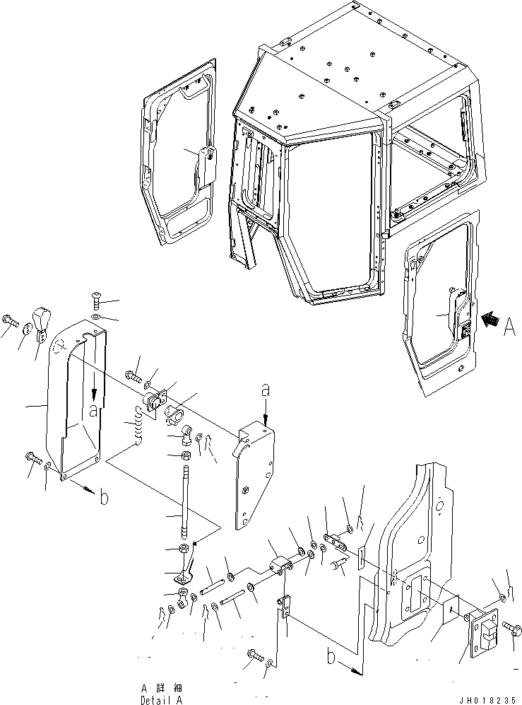 CAB (DOOR AND LOCK) (2/2) (FOR DOUBLE WIPER)(#20229-) — komatsu parts diagram