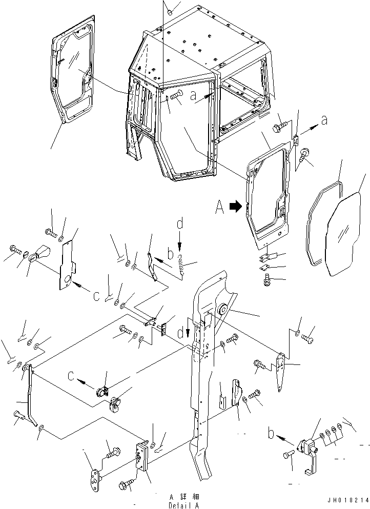 CAB (DOOR AND LOCK) (1/2) (FOR DOUBLE WIPER)(#20229-) — komatsu parts diagram