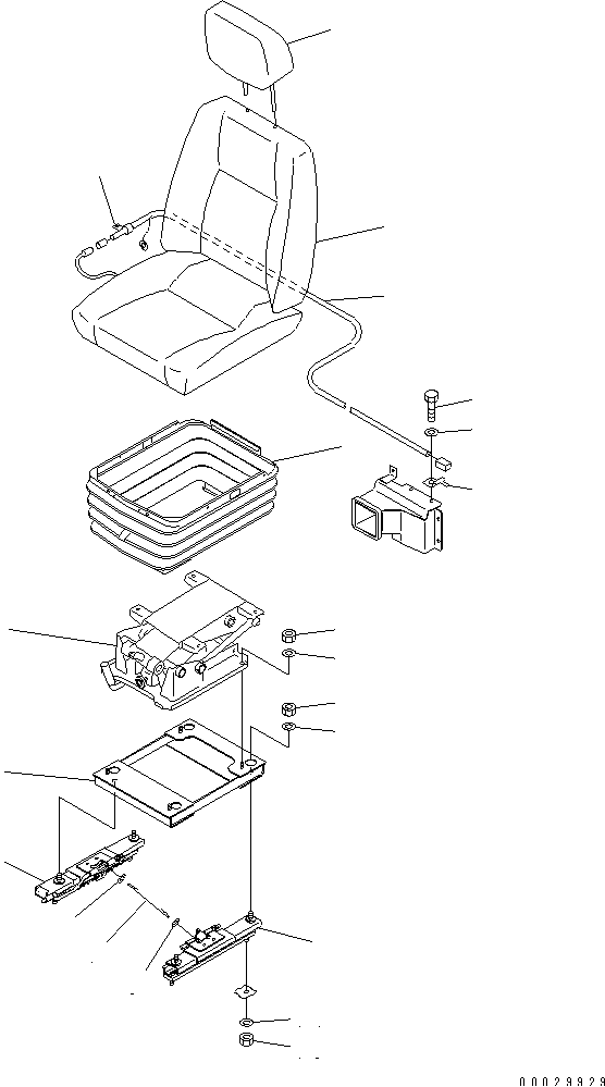 OPERATOR'S SEAT (TILT FABRIC SEAT) (HIGH BACK) (AIR SUS SEAT) (WITH HEAD REST) — komatsu parts diagram