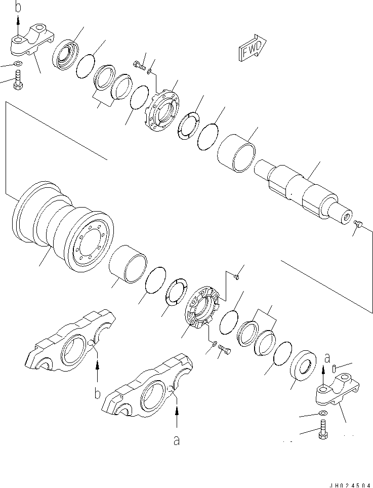 TRACK FRAME (4TH BOGIE) (TRACK ROLLER) (SINGLE) (R.H.)(#20180-) — komatsu parts diagram