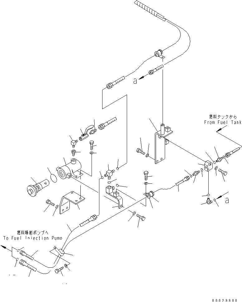 FUEL ENGINE PIPING (1/2) (WITHOUT WATER SEPARATOR)(#20001-.) — komatsu parts diagram