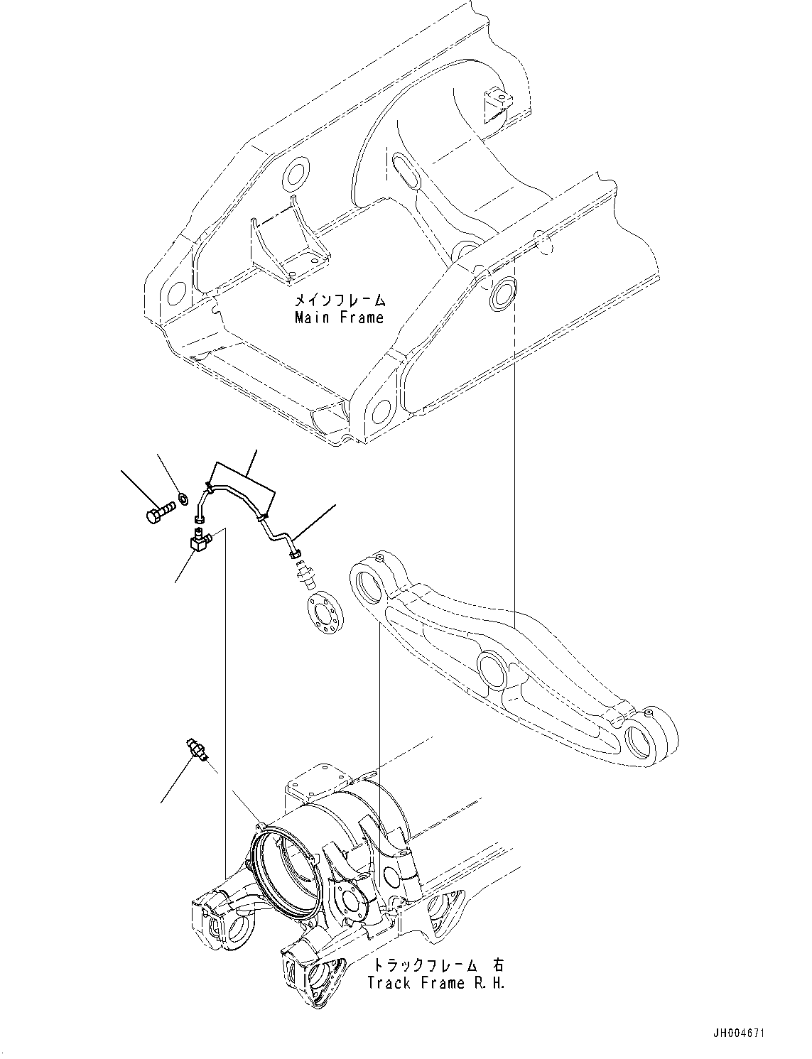 Track Frame, Equalizer Bar Lubrication, R.H.(#30400-) — komatsu parts diagram