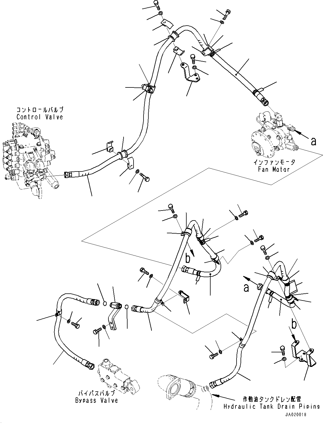 Fan Motor Piping, (#40001-) — komatsu parts diagram