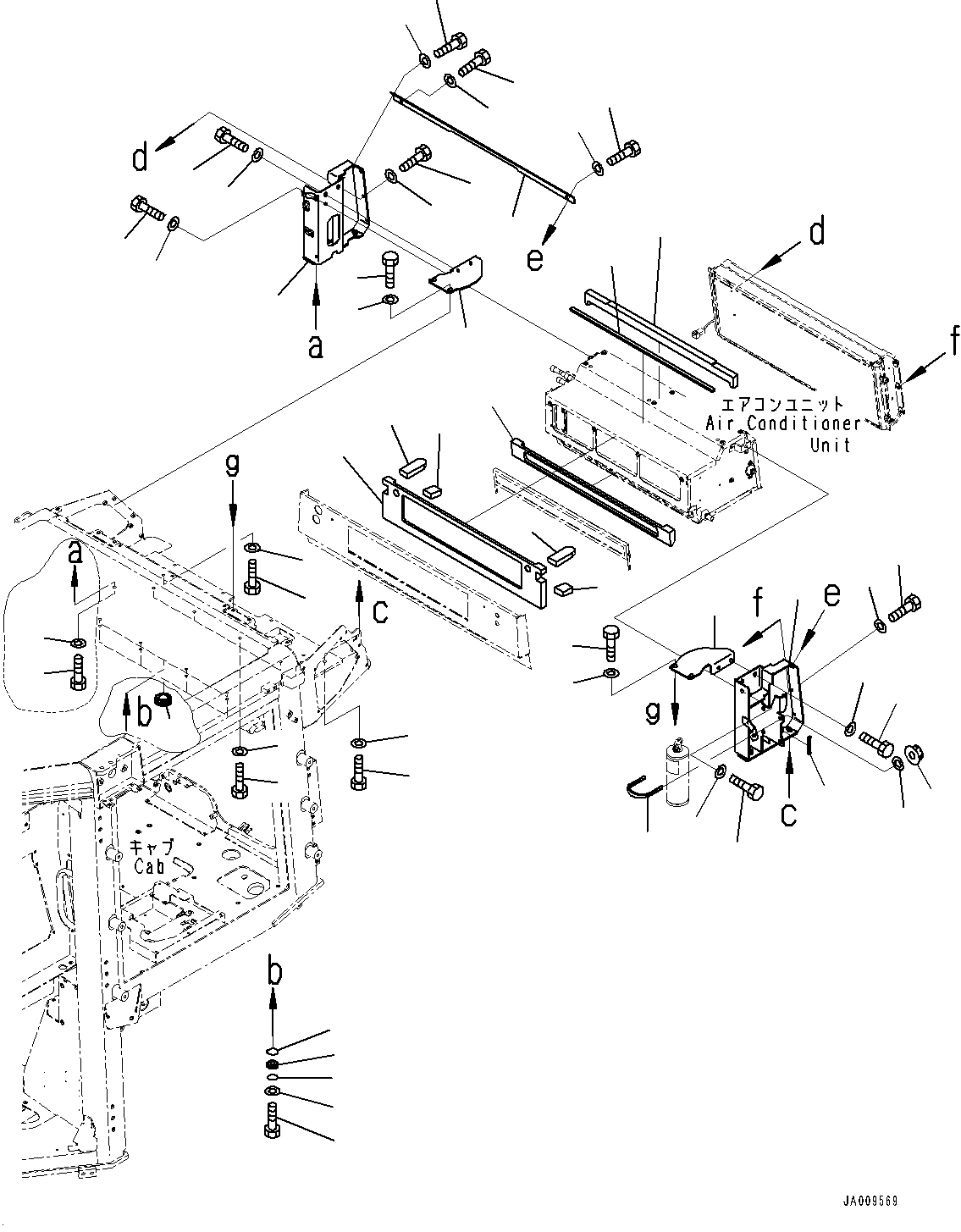 Cab, Air Conditioner Unit Mounting(#40001-) — komatsu parts diagram