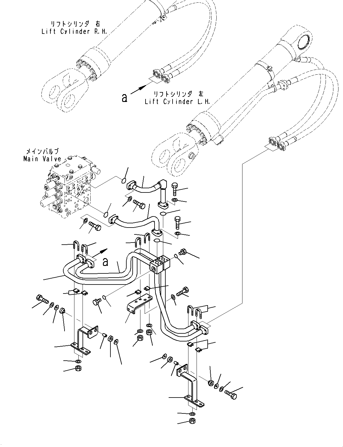 Hydraulic Piping, Lift Cylinder Piping(#10001-) — komatsu parts diagram