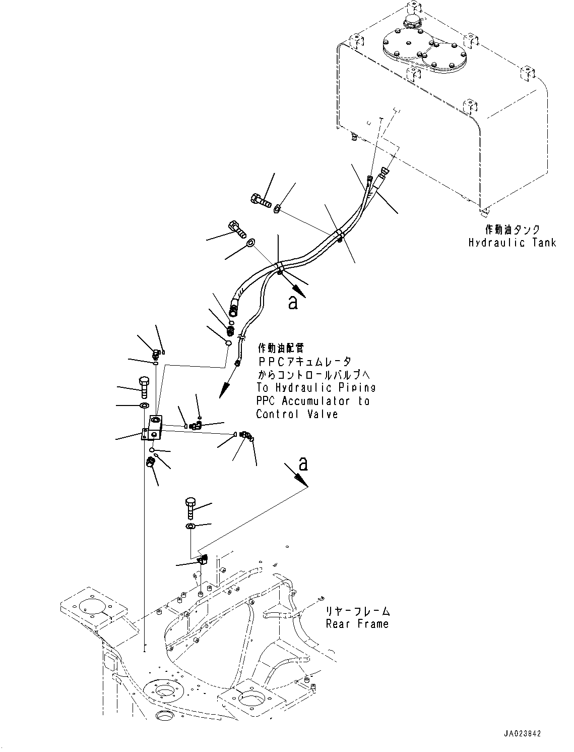 Brake Control, Brake Valve Piping, Drain (1/2)(#10001-) — komatsu parts diagram