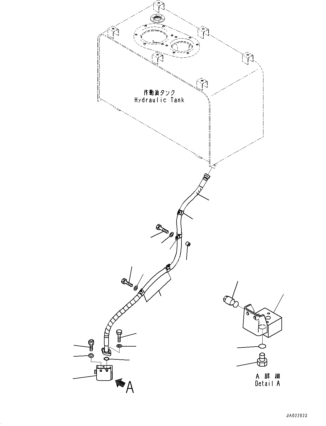 Hydraulic Piping, T Block Drain Piping(#10001-) — komatsu parts diagram