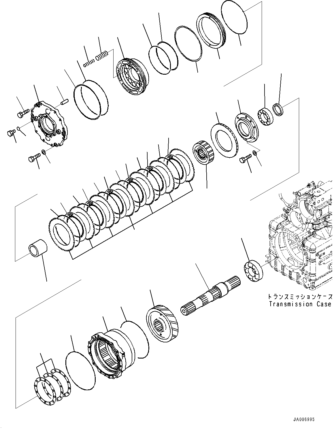 Torque Converter and Transmission, Output Shaft(#10001-) — komatsu parts diagram