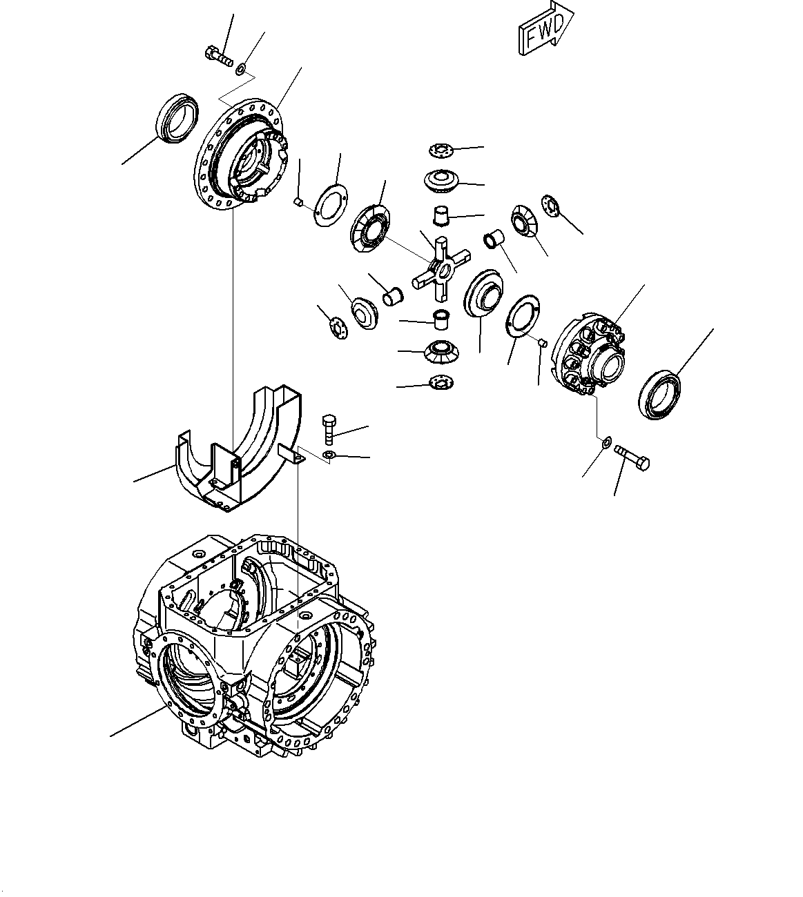 Front Axle, Differential, Case and Housing(#10001-) — komatsu parts diagram