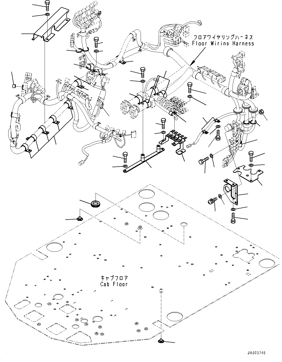 ROPS Cab, Floor Wiring Harness Mounting(#10001-) — komatsu parts diagram