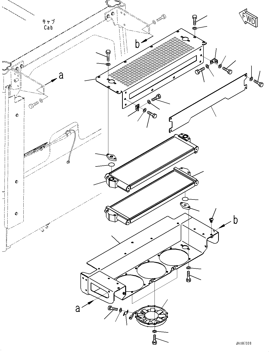 Brake Control, Oil Cooler (With Brake Oil Cooling System)(#10001-10724) — komatsu parts diagram