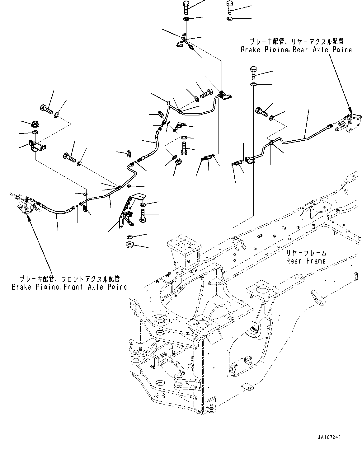 Brake Control, Brake Valve Piping, Front (With Brake Oil Cooling System)(#10719-) — komatsu parts diagram
