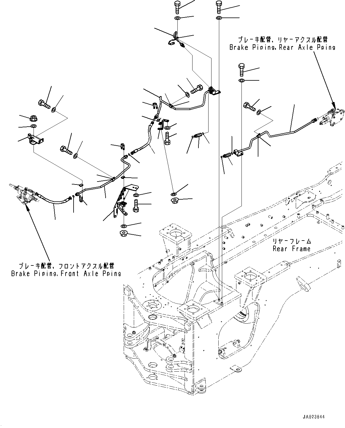 Brake Control, Brake Valve Piping, Front (With Brake Oil Cooling System)(#10001-10718) — komatsu parts diagram