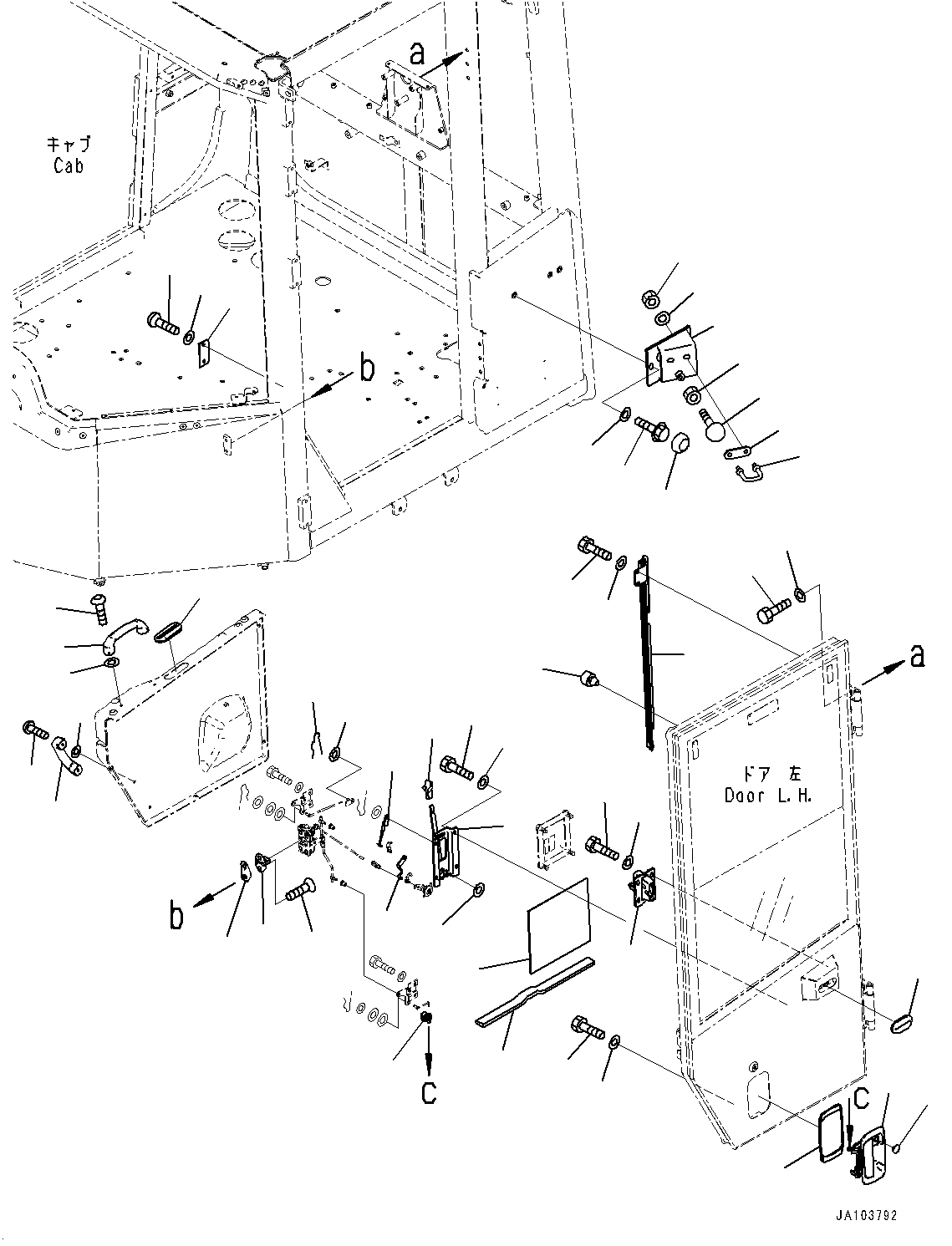ROPS Cab, Door Knob, L.H.(#10001-) — komatsu parts diagram