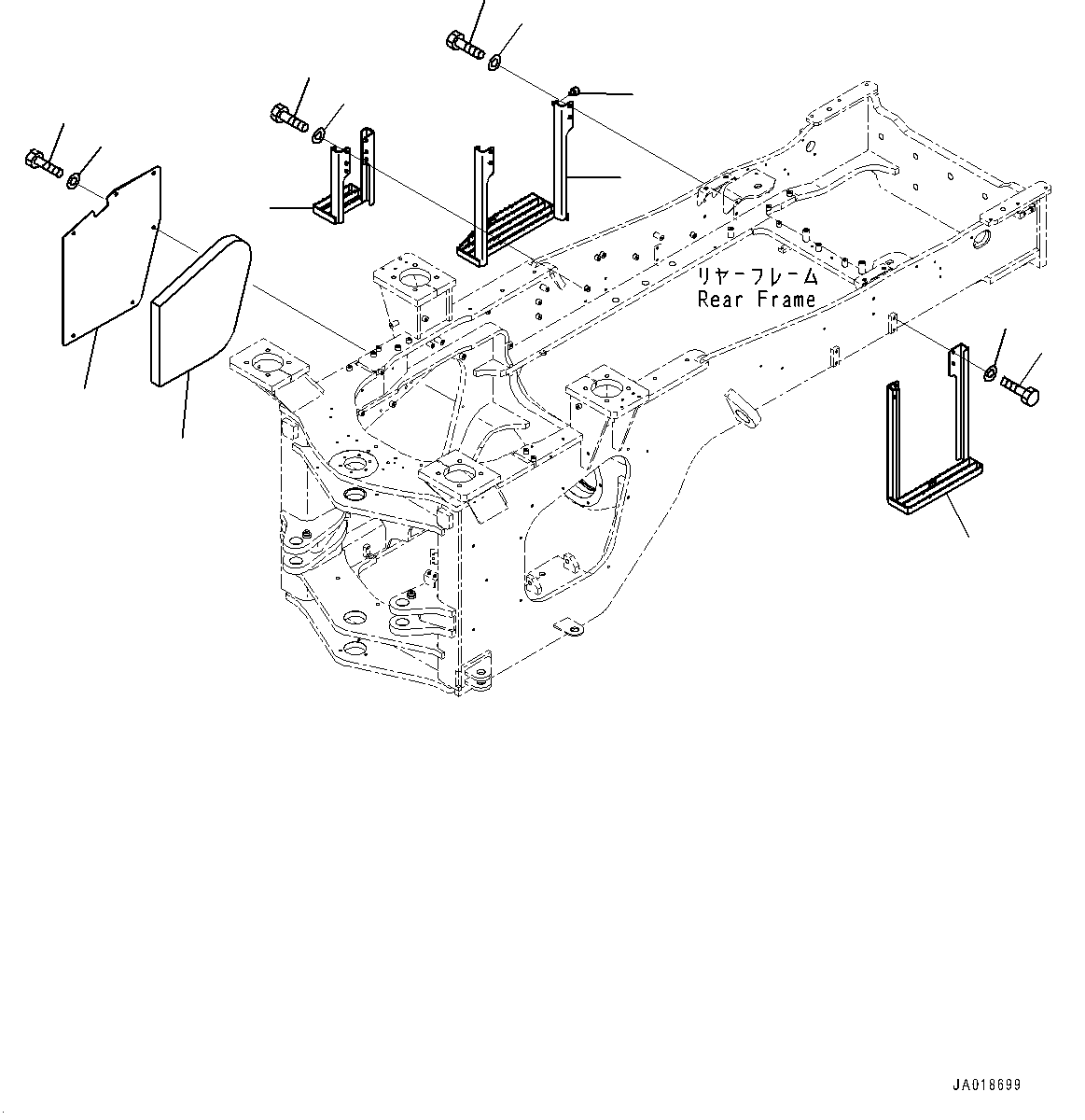 Articulate Lock Bar and Frame Cover, Side Cover (With Brake Oil Cooling System)(#10001-) — komatsu parts diagram