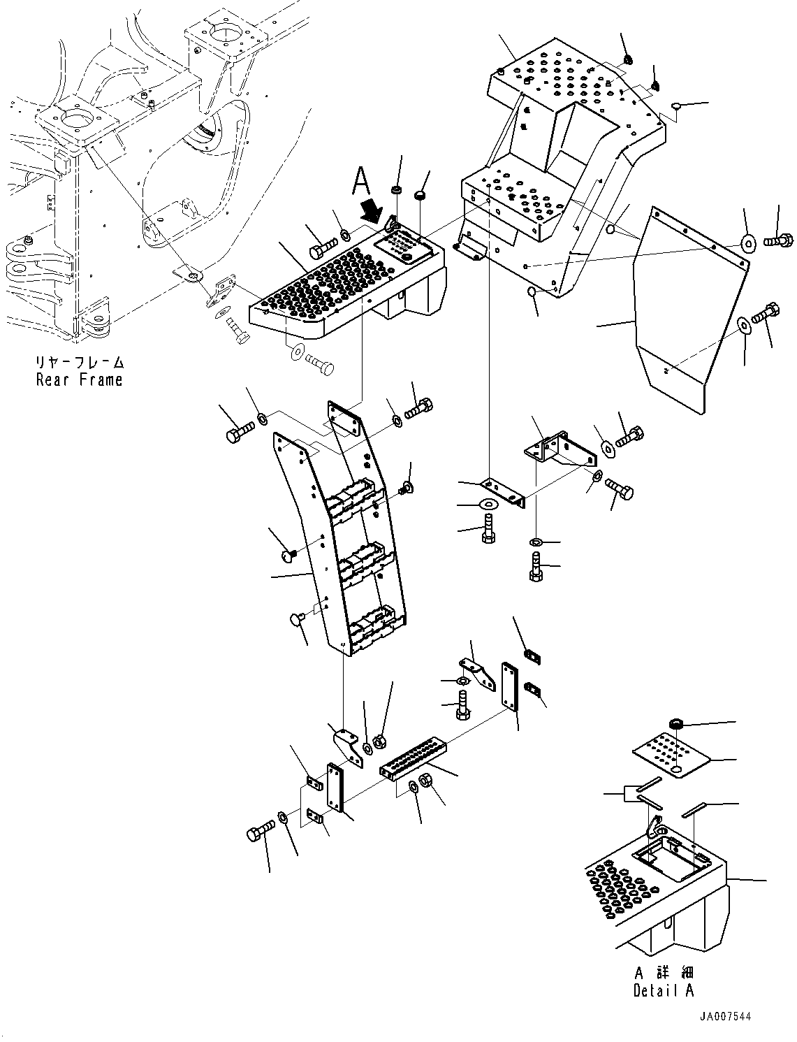 Ladder, Floor and Ladder L.H. (With Brake Oil Cooling System)(#10719-) — komatsu parts diagram