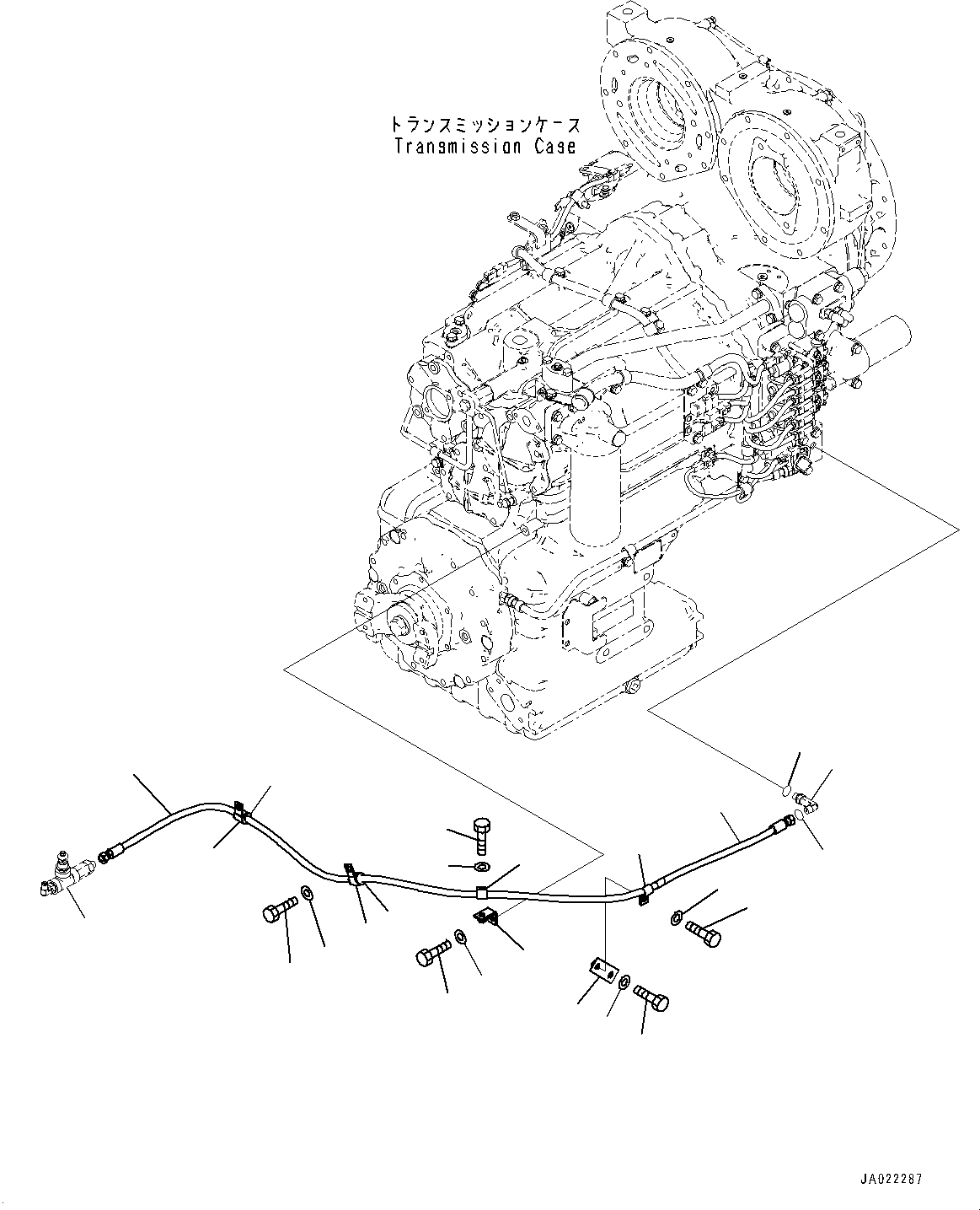 Torque Converter and Transmission, Parking Brake Piping(#10001-) — komatsu parts diagram