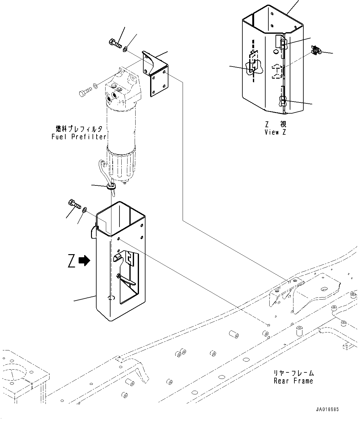 Fuel Tank, Fuel Prefilter Mounting(#10001-) — komatsu parts diagram