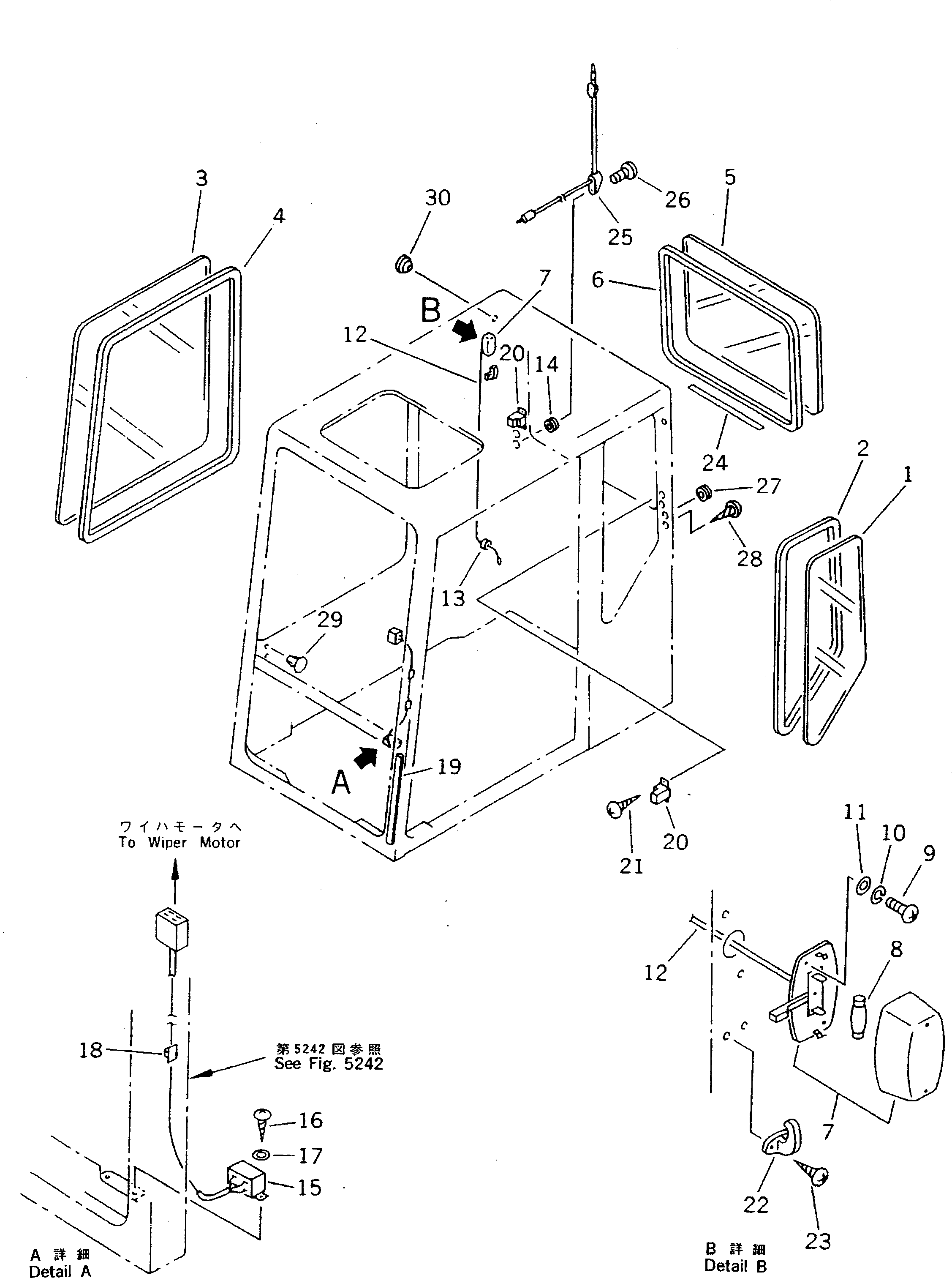 OPERATOR'S CAB (4/7)(SIDE AND REAR WINDOW)(FOR U.S.A. AND CANADA)(#21401-) — komatsu parts diagram