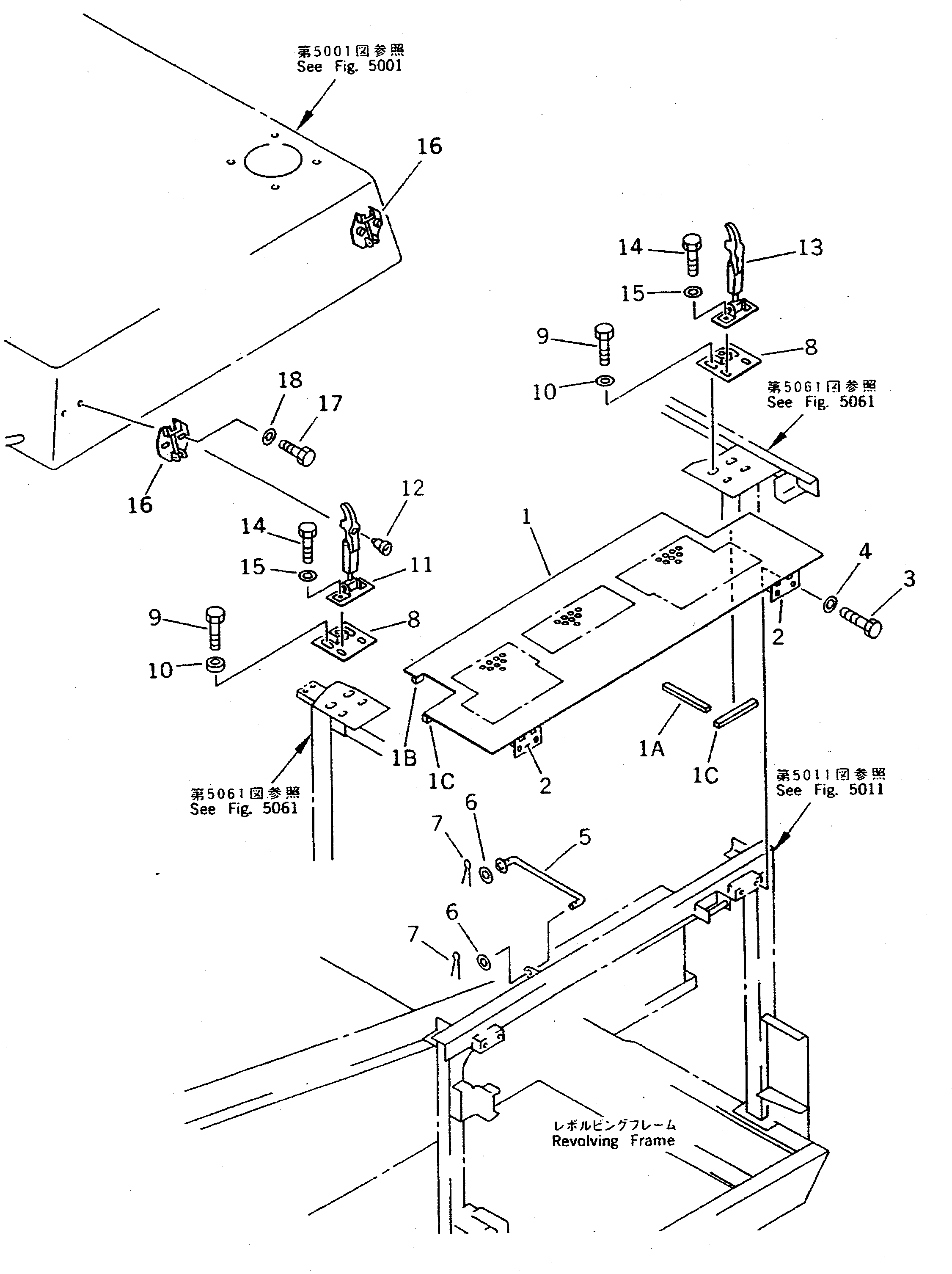 CATCHER AND COVER (FOR HOOD) — komatsu parts diagram