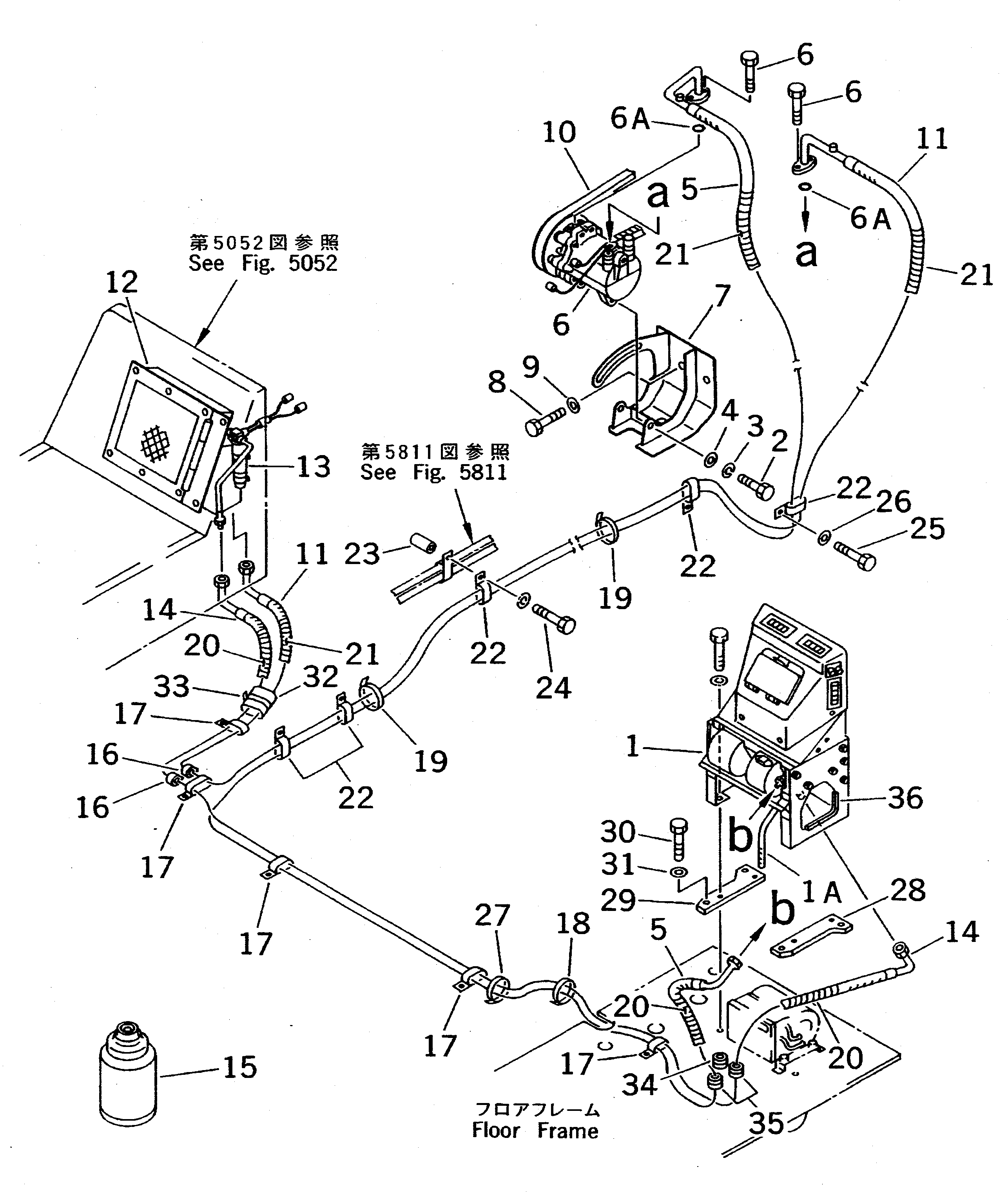 CAR COOLER AND PIPING(#21401-22629) — komatsu parts diagram