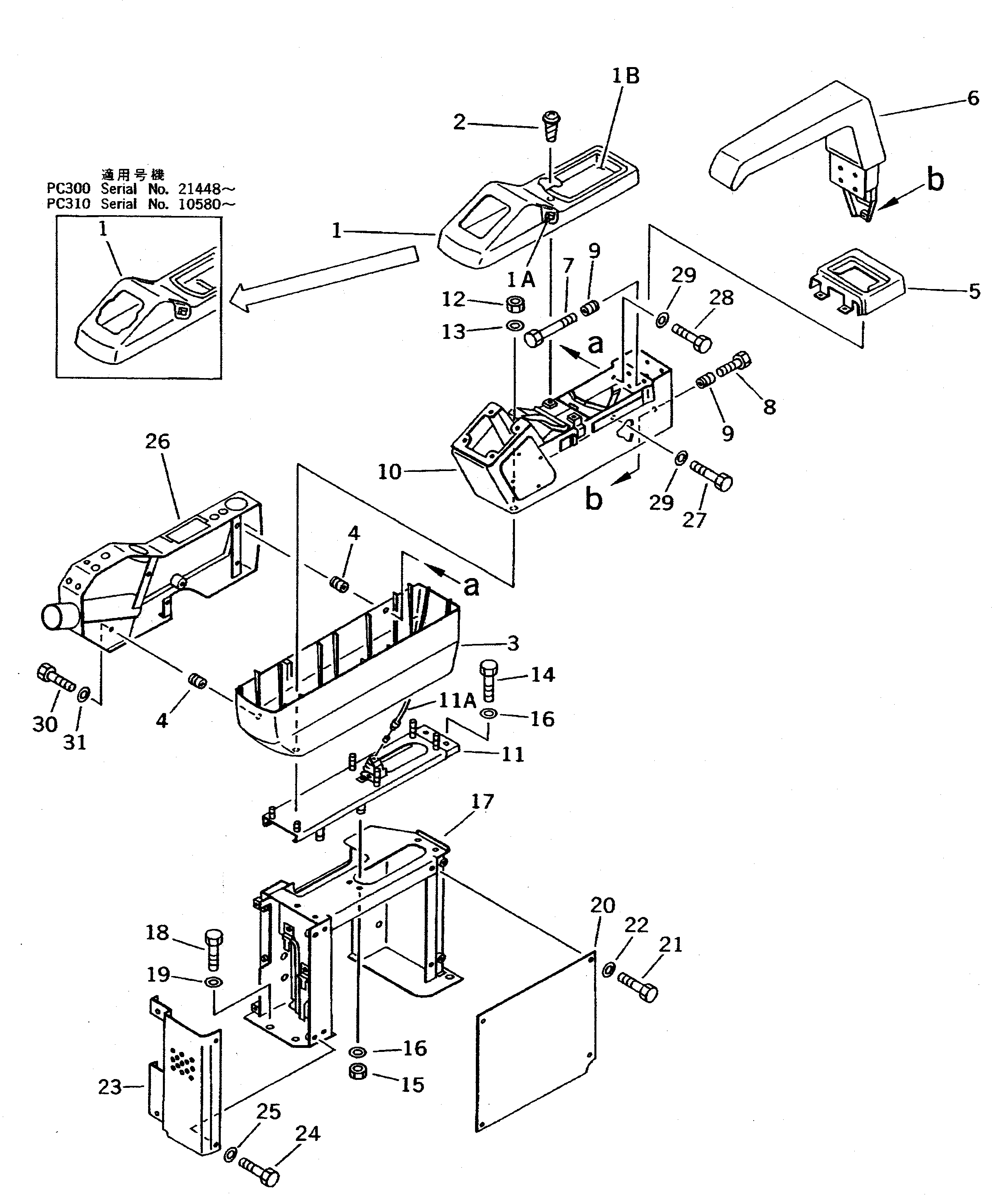 RIGHT STAND AND LEVER (FRONT) (FOR WRIST CONTROL) — komatsu parts diagram