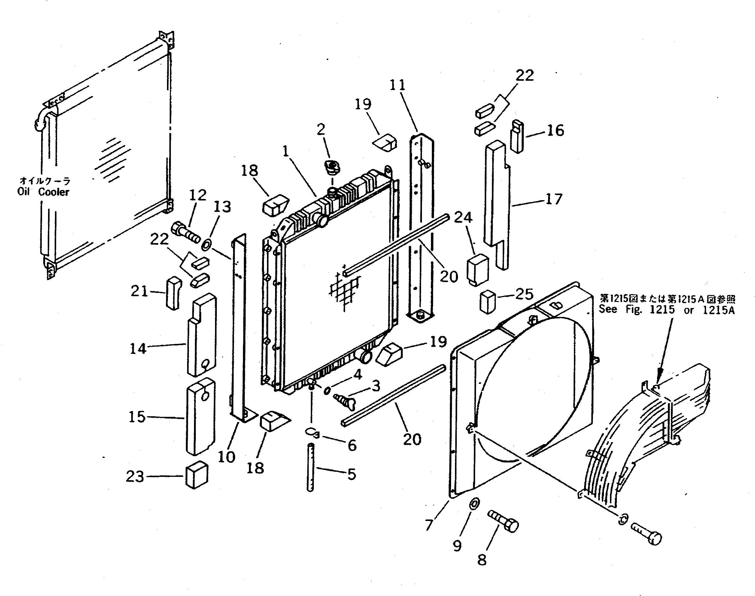 RADIATOR (WITH FAN GUARD) (EXCEPT JAPAN)(#21401-) — komatsu parts diagram