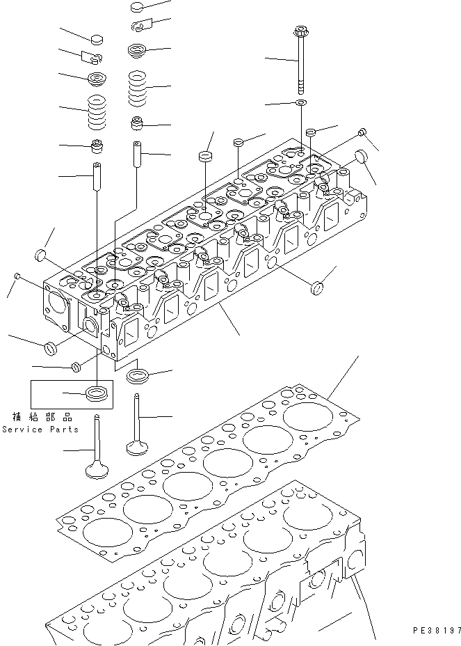 CYLINDER HEAD (WITH CYLINDER LINER)(#113660-) — komatsu parts diagram
