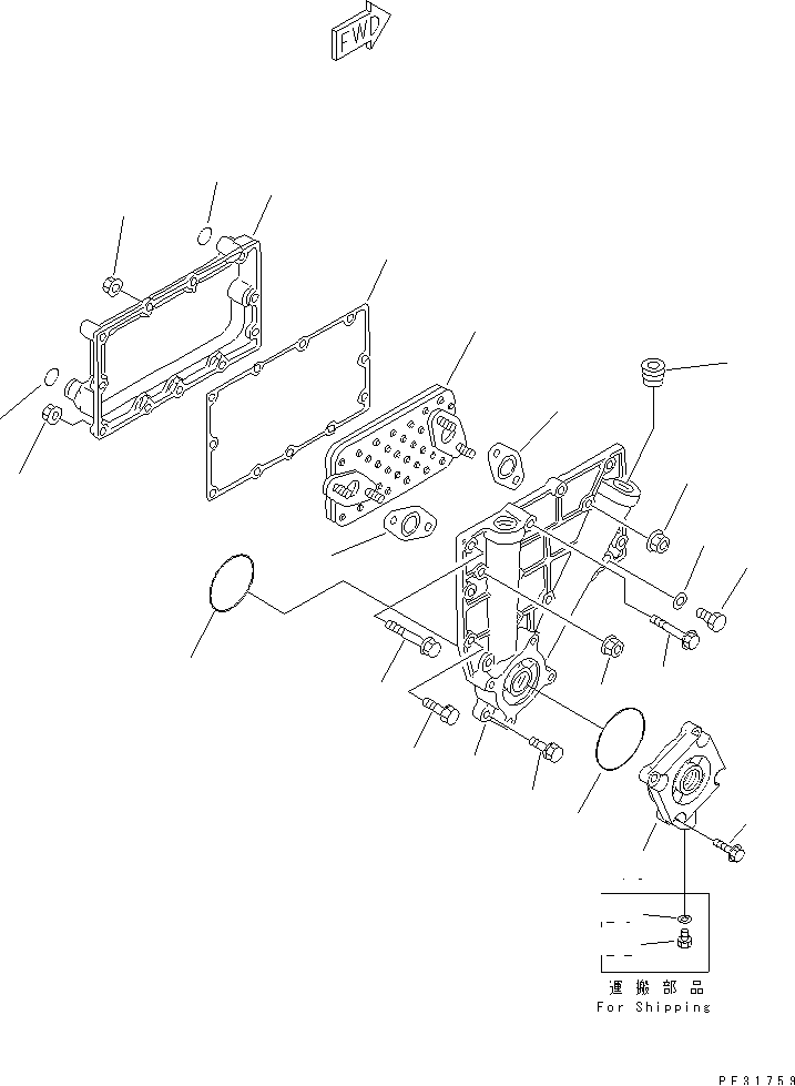 OIL COOLER (WITH BYPASS FILTER, 3-ELEMENT TYPE) — komatsu parts diagram