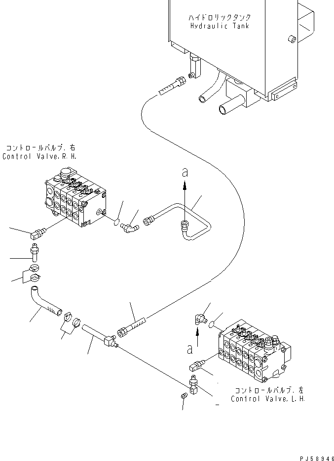 HYDRAULIC PIPING (CONTROL VALVE TO CONTROL VALVE) (WITH L.H. 5-SPOOL VALVE AND R.H. 4-SPOOL VALVE) — komatsu parts diagram