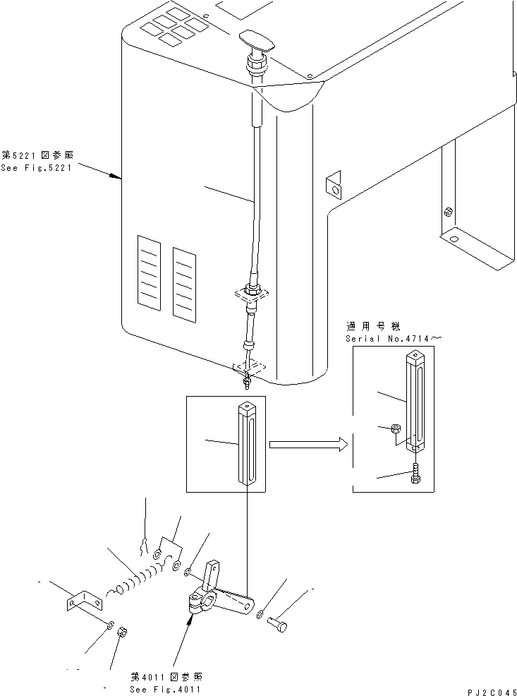 THROTTLE CONTROL CABLE — komatsu parts diagram